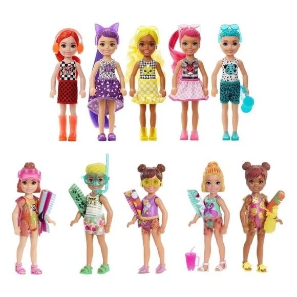 Barbie COLOR REVEAL COLOR BLOCK SERIES & SAND & SUN SERIES CHELSEA DOLLS - Picture 15 of 15